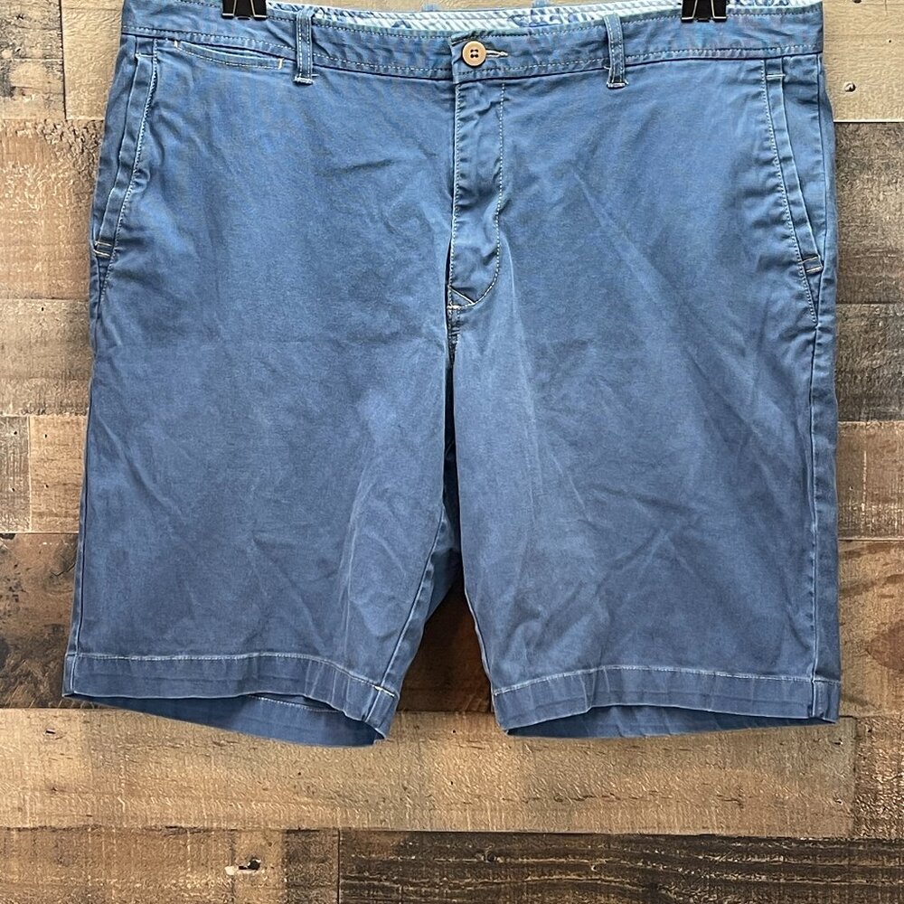 Tommy Bahama Shorts Mens 40 Blue Flat Front Cotton Blend Casual Marlin Logo
